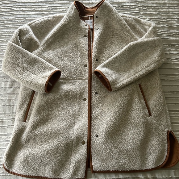 Old Navy Jackets & Blazers - White teddy coat with brown lining from OLD NAVY